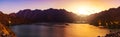 Hatta Dam Dubai. A beautiful panorama of Hatta Dam sunset.