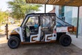 Hatta Wadi Hub Ambulance cart parked in front of the reception