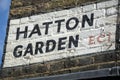 Hatton Garden street sign on London street corner