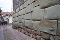 Hatun Rumiyoc street with Incan twelve angle stone in Cusco, Peru Royalty Free Stock Photo