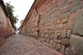 Hatun Rumiyoc street with Incan twelve angle stone in Cusco, Peru Royalty Free Stock Photo