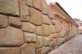 Hatun Rumiyoc street with Incan twelve angle stone in Cusco, Peru Royalty Free Stock Photo