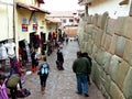 Hatunrumiyoc street is a popular tourist attraction in Cusco, Peru