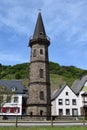 Hatzenport, Germany - 05 18 2020: old ferry tower in Hatzenport, FÃÂ¤hrturm