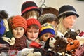 Hoods and hats on the heads of mannequins Royalty Free Stock Photo