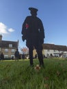 The `Haughley Lads` are wooden silhouettes to remember the men of the village who went to war and never return in Suffolk