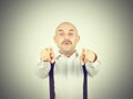 Haughty bald man with a mustache. Royalty Free Stock Photo