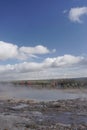 Haukadalur, Iceland: Visitors wait for the active Strokkur geyser to erupt Royalty Free Stock Photo