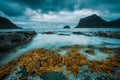 Haukland beach on Lofoten islands in Norway