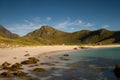 Haukland beach under a blue sky