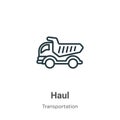 Haul outline vector icon. Thin line black haul icon, flat vector simple element illustration from editable transportation concept Royalty Free Stock Photo