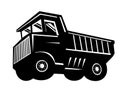 Haul Truck or Rigid Dump Truck Retro Woodcut Style Black and White