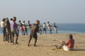 Hauling in fishing nets