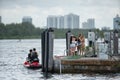 Haulover Park Miami. People getting ready to go boating on the docks