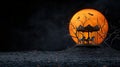 Haunted carousel under a full moon with bats and eerie atmosphere Royalty Free Stock Photo