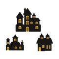 Haunted castle silhouette design collection on a white background for Halloween. Spooky vector design collection for Halloween. Royalty Free Stock Photo