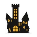 Haunted castle vector design on a white background. Halloween haunted castle silhouette design with yellow color shade. Design for Royalty Free Stock Photo