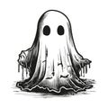 Ghost illustration with tattered sheet and empty eyes, perfect for Halloween themes Royalty Free Stock Photo