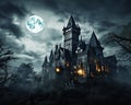haunted Gothic castle under a dramatic sky. Royalty Free Stock Photo