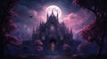 Haunted Gothic Cathedral\'s Moonlit Mystique With Pastel Goth Colors. Generative AI