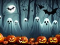 Haunted Halloween woods full of ghosts and bats Royalty Free Stock Photo