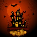 Haunted horror house in Halloween night Royalty Free Stock Photo