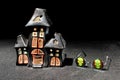 Haunted house candle holder and skull glasses