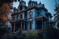 Haunted House: Creepy Victorian Mansion with Ghostly Apparitions. Generative Ai