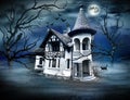 Haunted House with Dark Horrow Atmosphere. Royalty Free Stock Photo