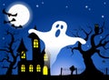 Haunted house in a full moon night Royalty Free Stock Photo
