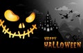 Haunted house and full moon with witch and ghost,face pumpkin Ha Royalty Free Stock Photo