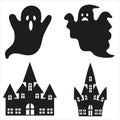 haunted house and ghosts silhouetts Royalty Free Stock Photo