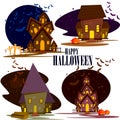 Haunted house in Halloween background