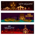 Haunted house in Halloween background