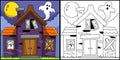 Haunted House Halloween Coloring Page Illustration Royalty Free Stock Photo