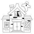 Haunted House Halloween Coloring Page Isolated Royalty Free Stock Photo