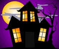 Haunted House Halloween Scene Royalty Free Stock Photo