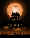 Haunted house mansion Halloween background