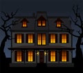 Haunted house in the night. Vector illustration.