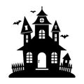 Haunted House Silhouette with Bats and Spooky Atmosphere for Halloween 8 Royalty Free Stock Photo