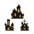 Haunted house silhouette design collection on a white background for Halloween. Spooky vector design collection for Halloween. Royalty Free Stock Photo