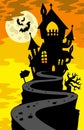 Haunted house silhouette on hill Royalty Free Stock Photo