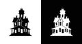 Haunted House Silhouette Icon - Black and White Vector Royalty Free Stock Photo