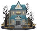 Haunted mansion exterior on white background Royalty Free Stock Photo