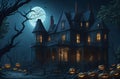 The Haunted Mansion: A Halloween Night to Remember - ai generator Royalty Free Stock Photo