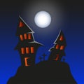 Haunted Monster house - Halloween background. Vect