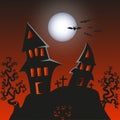 Haunted Monster house - Halloween background. Vect