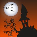 Haunted Monster house - Halloween background. Vect