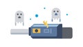 Haunted USB Drive Icon: Digital Ghost, Cyber Security, vector design Generative AI Royalty Free Stock Photo