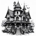 Haunted Victorian House Illustration Royalty Free Stock Photo